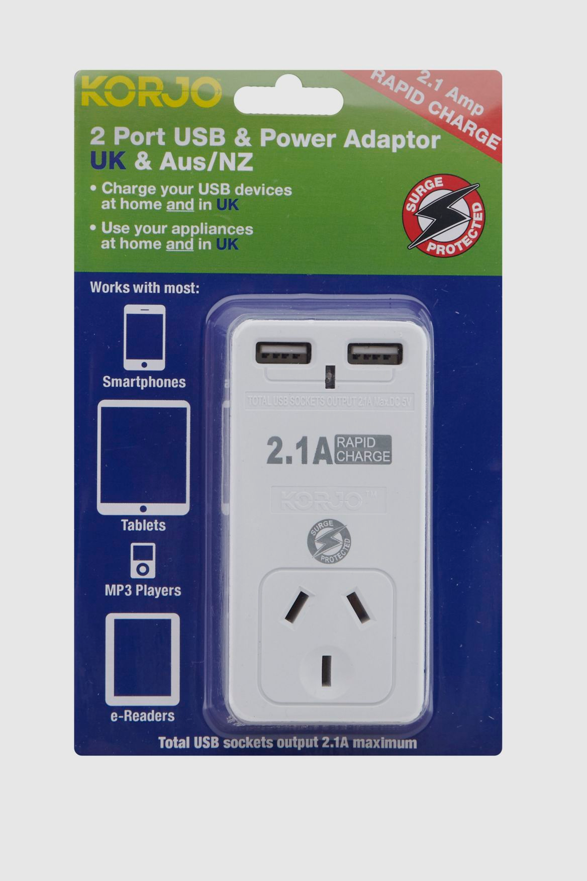 Korjo USB Power Adaptor Aus/UK – Strandbags New Zealand