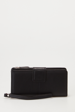 RFID Leather Zip Around Wallet