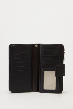 RFID Leather Zip Around Wallet