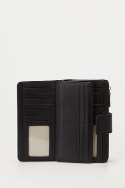 RFID Leather Zip Around Wallet