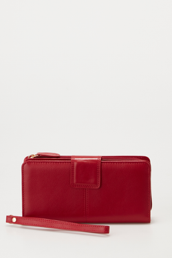 RFID Leather Zip Around Wallet