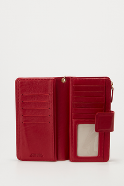 RFID Leather Zip Around Wallet