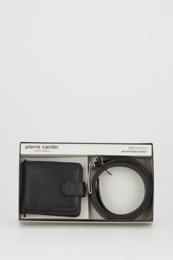 PC RFID Leather Wallet & Belt Gift Set