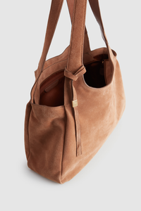 Clara Leather Suede Charm Tote Bag