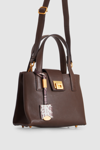 Margo Leather Mini Lock Tote Bag