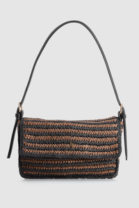 Straw Flapover Shoulder Bag
