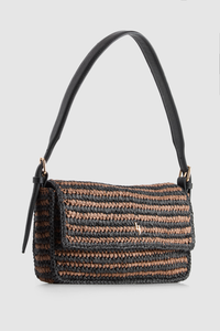 Straw Flapover Shoulder Bag