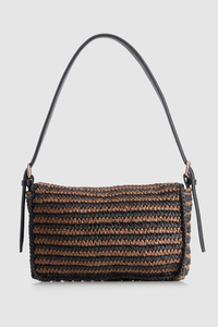 Straw Flapover Shoulder Bag