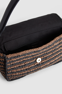 Straw Flapover Shoulder Bag