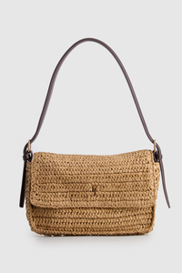 Straw Flapover Shoulder Bag