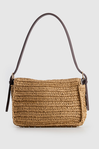 Straw Flapover Shoulder Bag