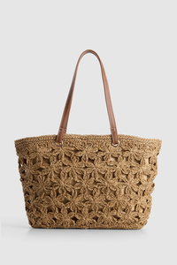 Flower Straw Large Tote