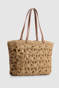 Flower Straw Large Tote