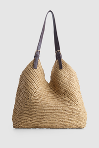 Straw Buckle Tote Bag