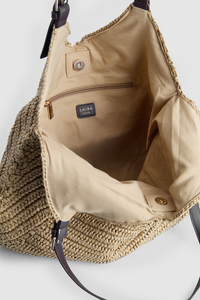 Straw Buckle Tote Bag