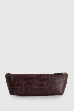 Lila Croc Emboss Pencil Case