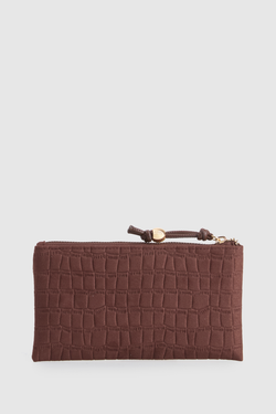 Croc Suede Zip Pouch Wallet