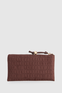 Croc Suede Zip Pouch Wallet