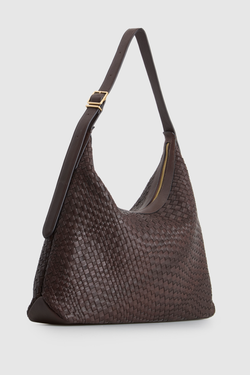 Kaia Leather Weave Large Hobo Bag