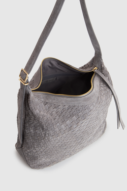 Kaia Suede Leather Weave Hobo Bag