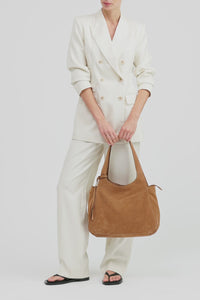 Clara Leather Suede Charm Tote Bag