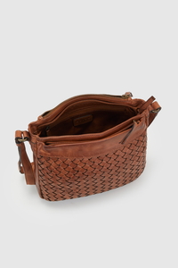 Palma Leather Weave Crossbody Bag