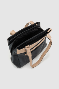 Two-Tone Zip Pocket Tote Bag